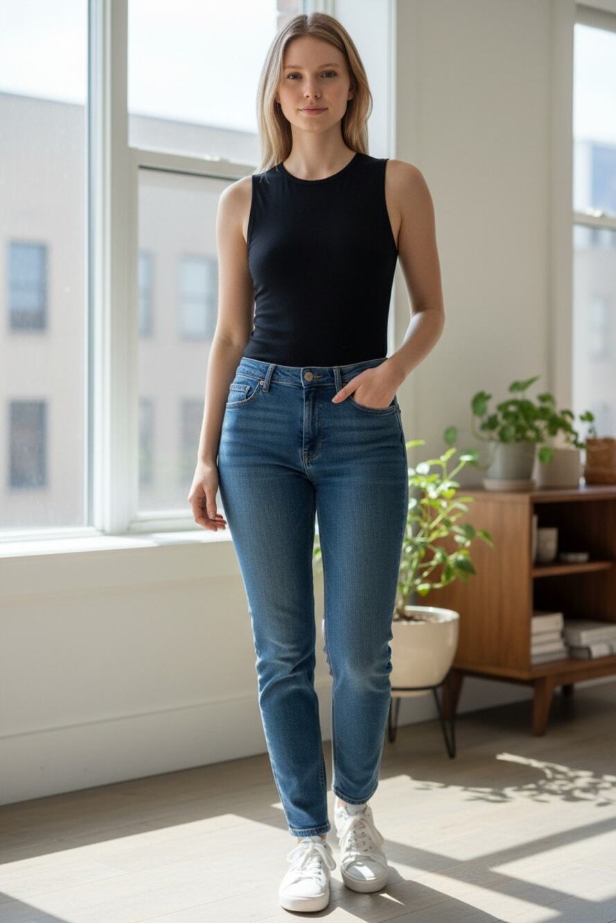 Abercrombie & Fitch Soft AF Black Sleeveless Crew Neck Tank Bodysuit Top Size S